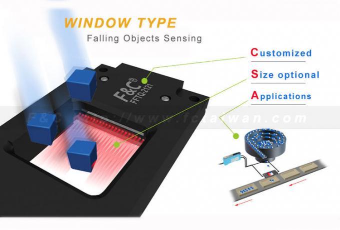 Capteur optique de fibre de fenêtre 120mm Capteur de comptage d'objets réfléchissants à faisceau traversant