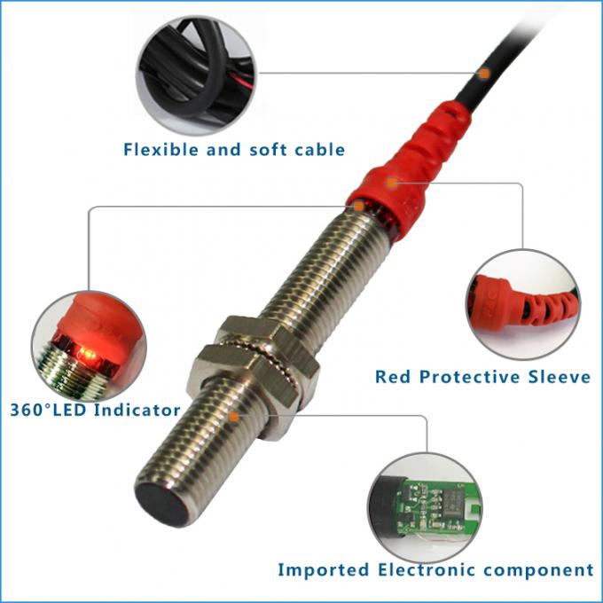 12V rincent 3 le type de fond de détection du capteur de proximité des fils M8 NPN 2mm