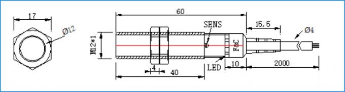 Commutateur 12V capacitif de détection capacitif du capteur de proximité de la détection M12 en plastique 5mm