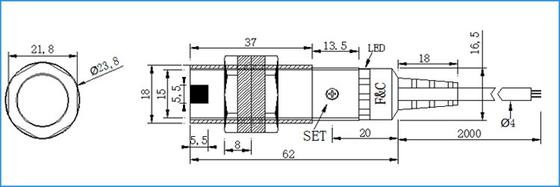 commutateur photoélectrique 40cm de détection de capteur d'À travers-poutre rétroréfléchissante diffuse de 12Vdc 18mm